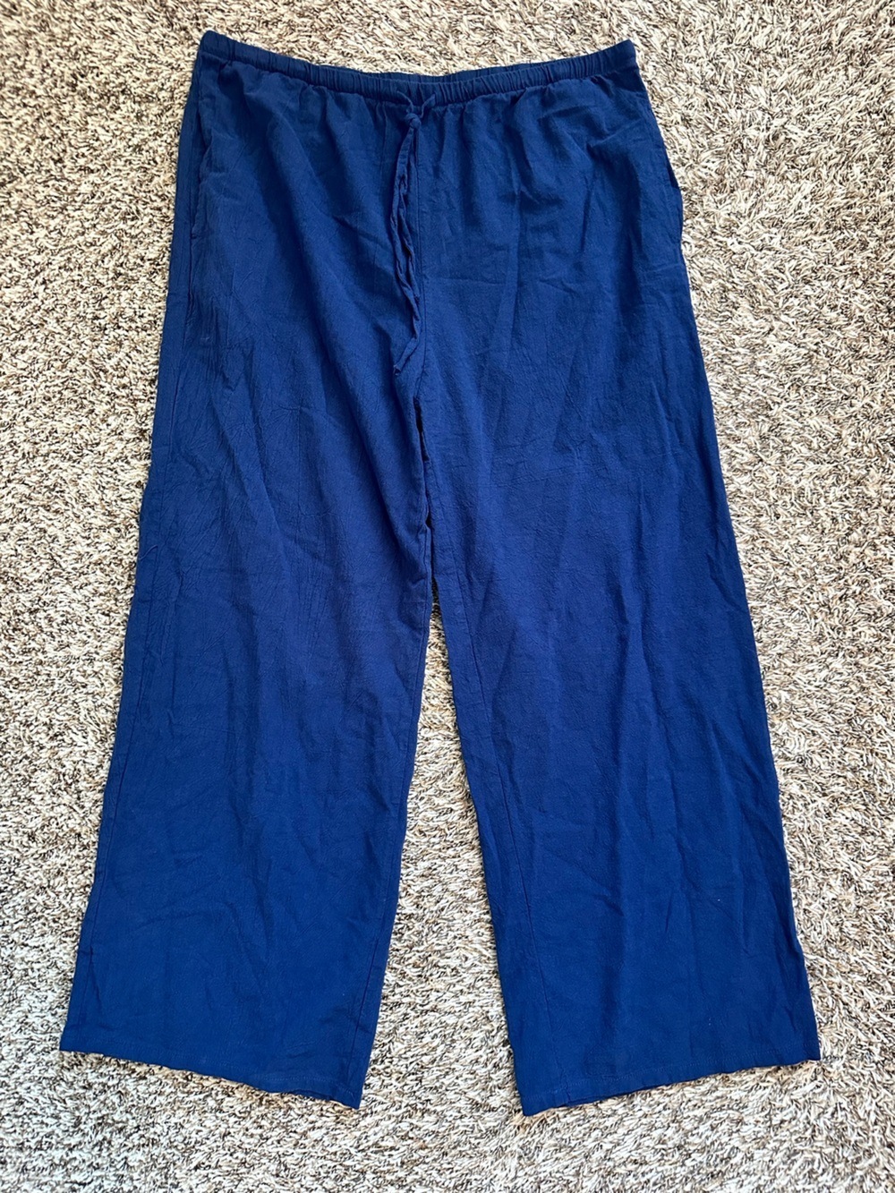 Women’s Navy Linen Blend Wide Leg Pants Size 16 Coastal